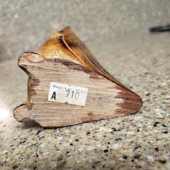 Hand Carved Wooden Folk Art Owl Figurine Boho Abstract 4" Tall Wood Mid Century - Picture 10 of 13